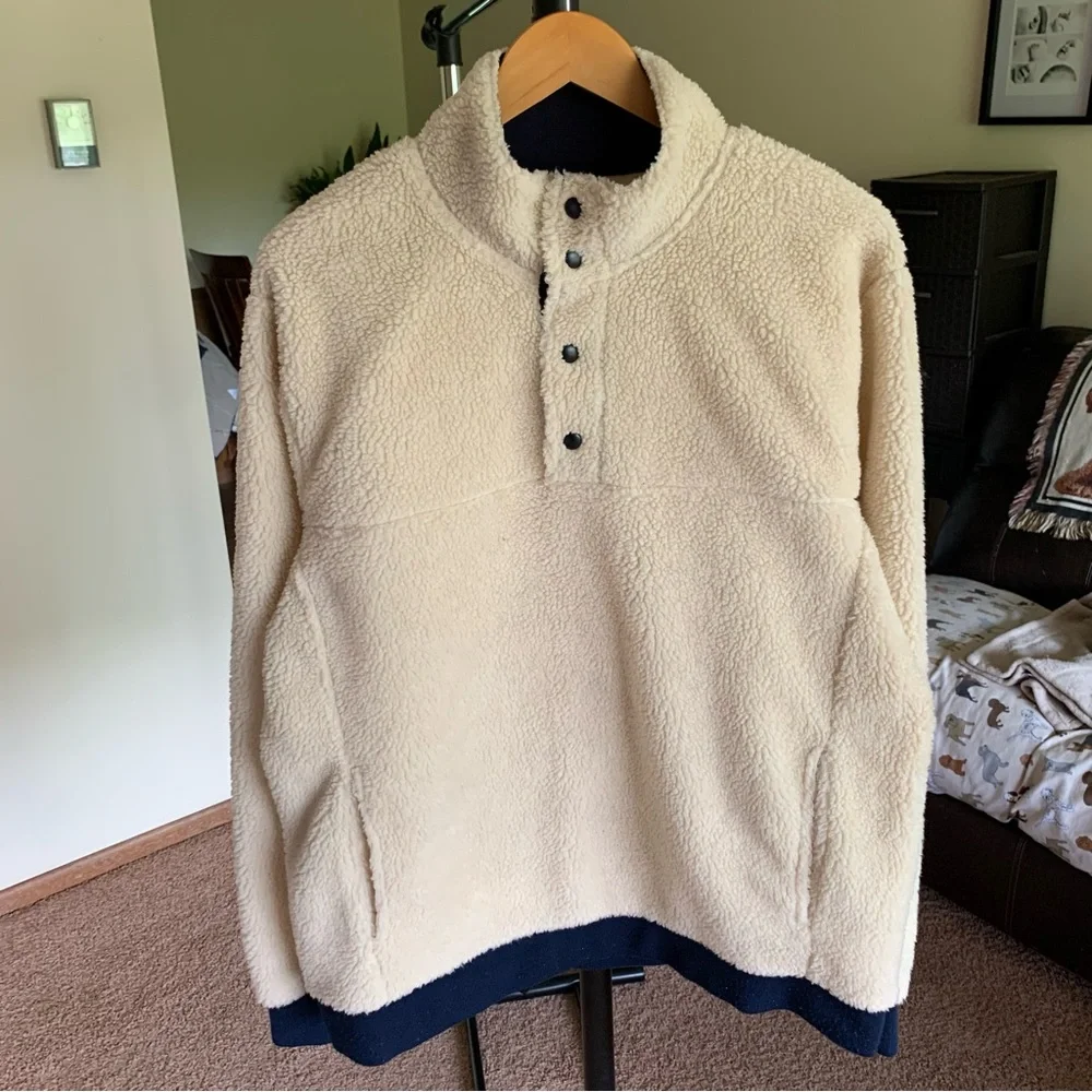 J. Crew Sherpa Fleece 1/4 Snap Neck Pullover Jacket Men’s XL